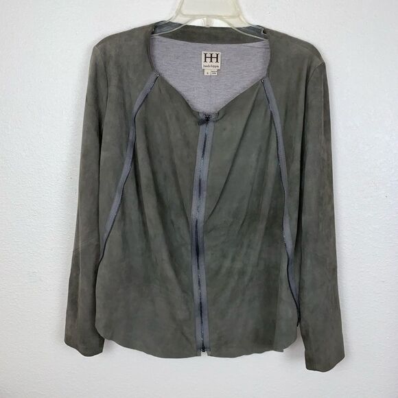 Haute Hippie Suede Smoke Drape Crop Jacket Green - Picture 1 of 8